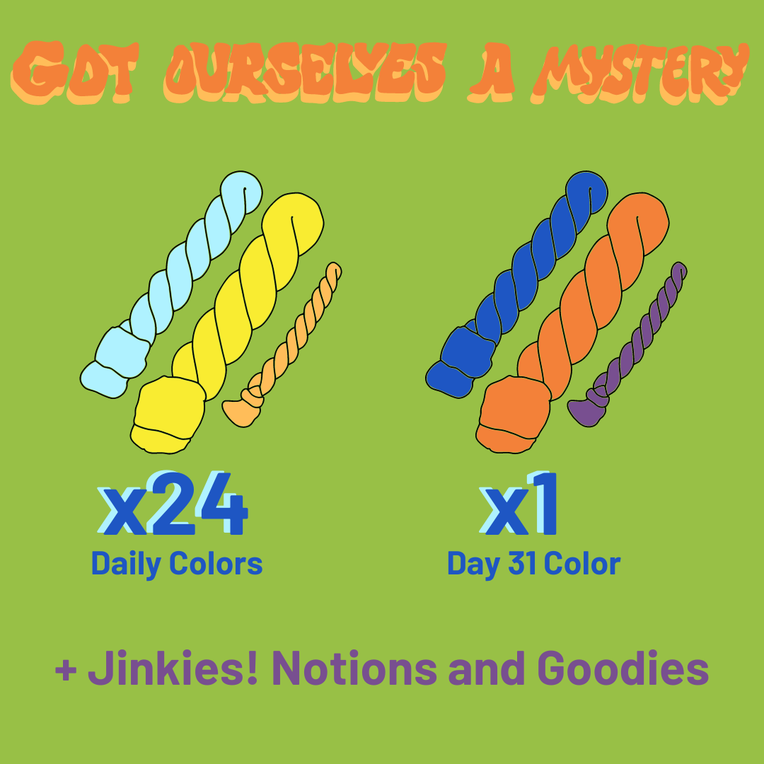 Got Ourselves a Mystery includes 24 daily colors and one day 31 color plus the Jinkies notions and goodies