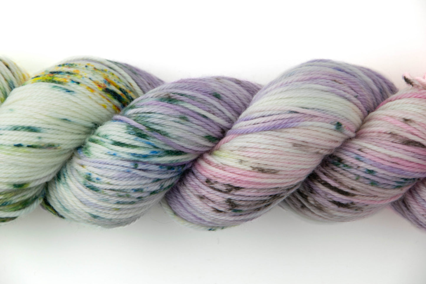 Close view of variegated texture of yarn.