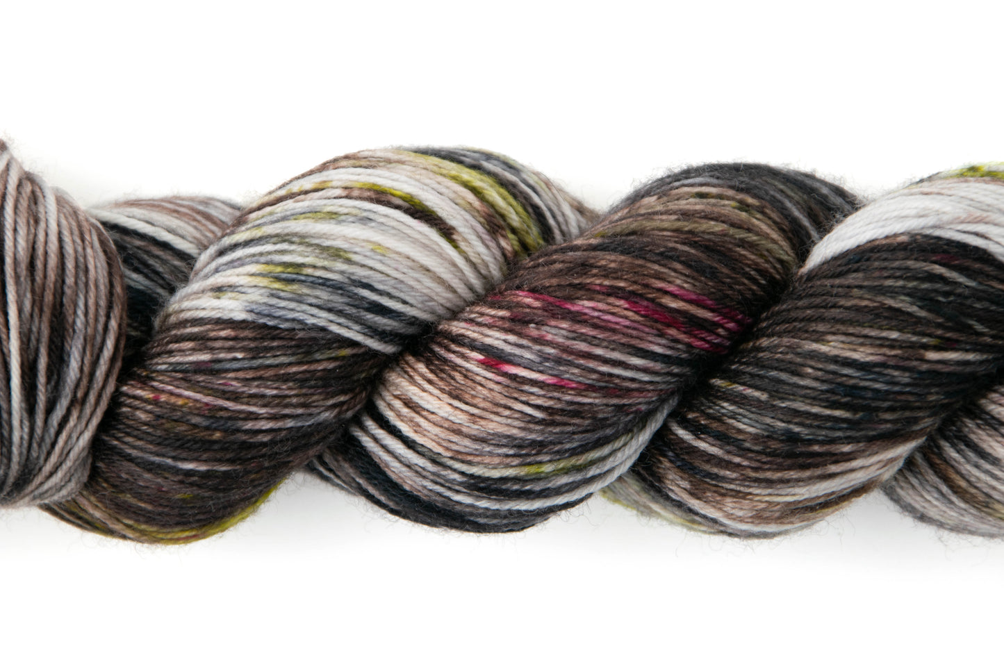 Close view of the highly variegated texture of the Granite yarn colorway.