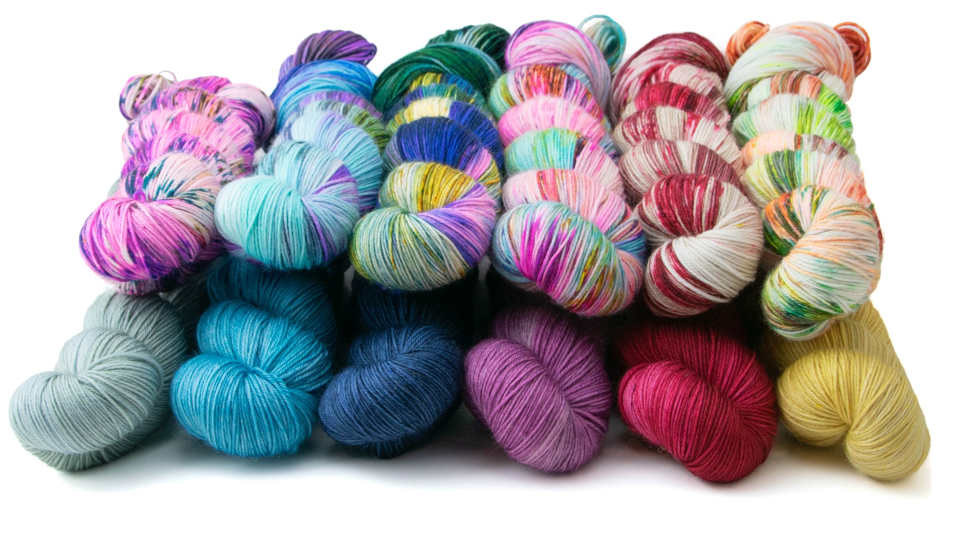 The full Mamma Mia collection piled up together.