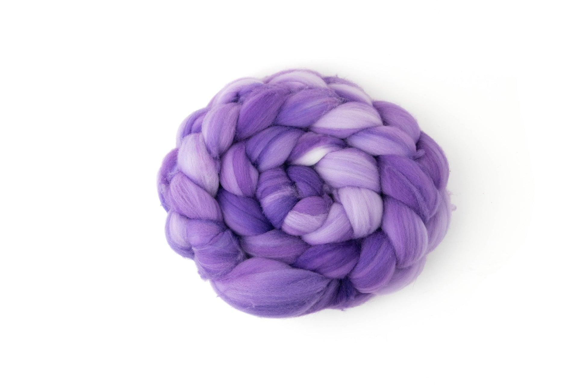 A braid of tonal nonsuperwash fiber in a soft purple.