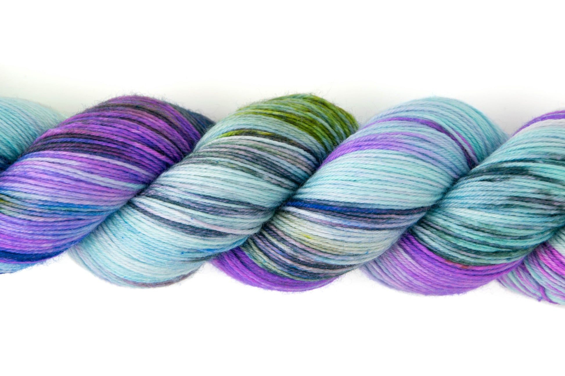 Closeup of the variegated nature of the Waterloo colorway.