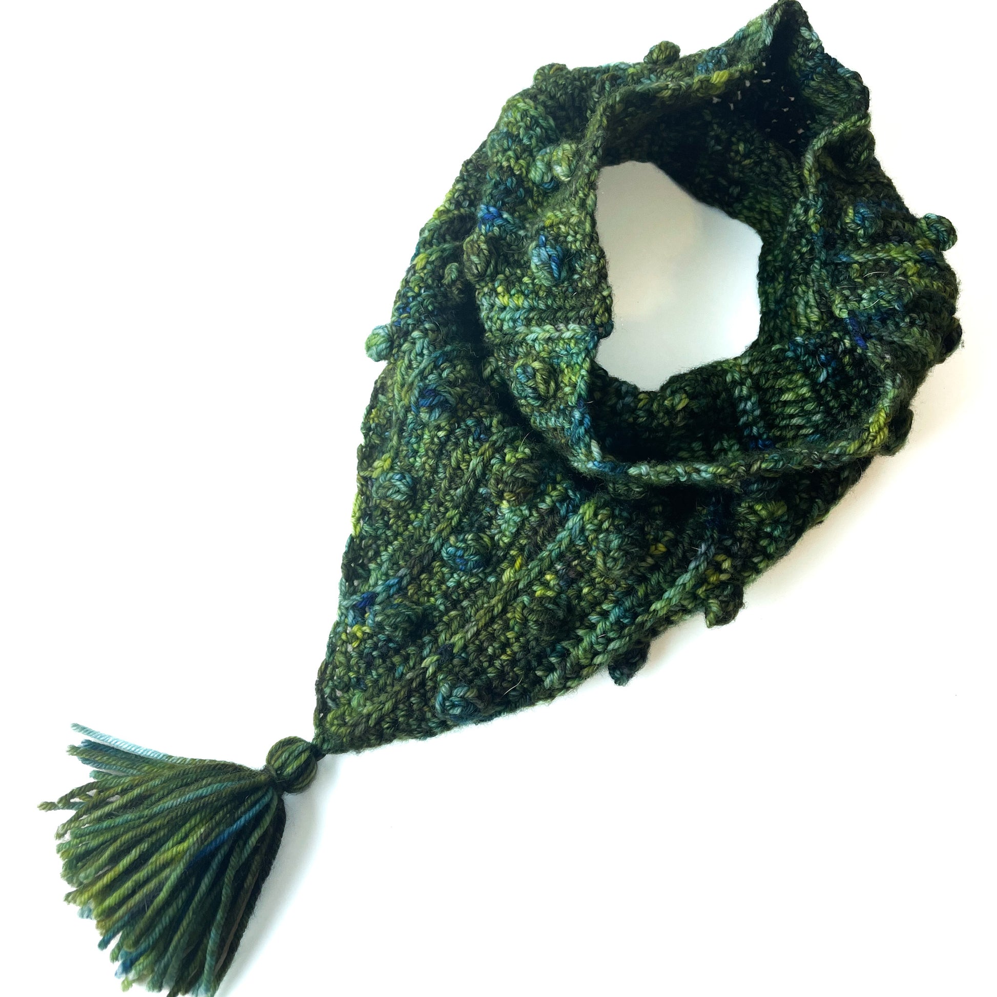 The Bewitching Bandana Cowl laid out to emphasize that it's connected at the back of the cowl.